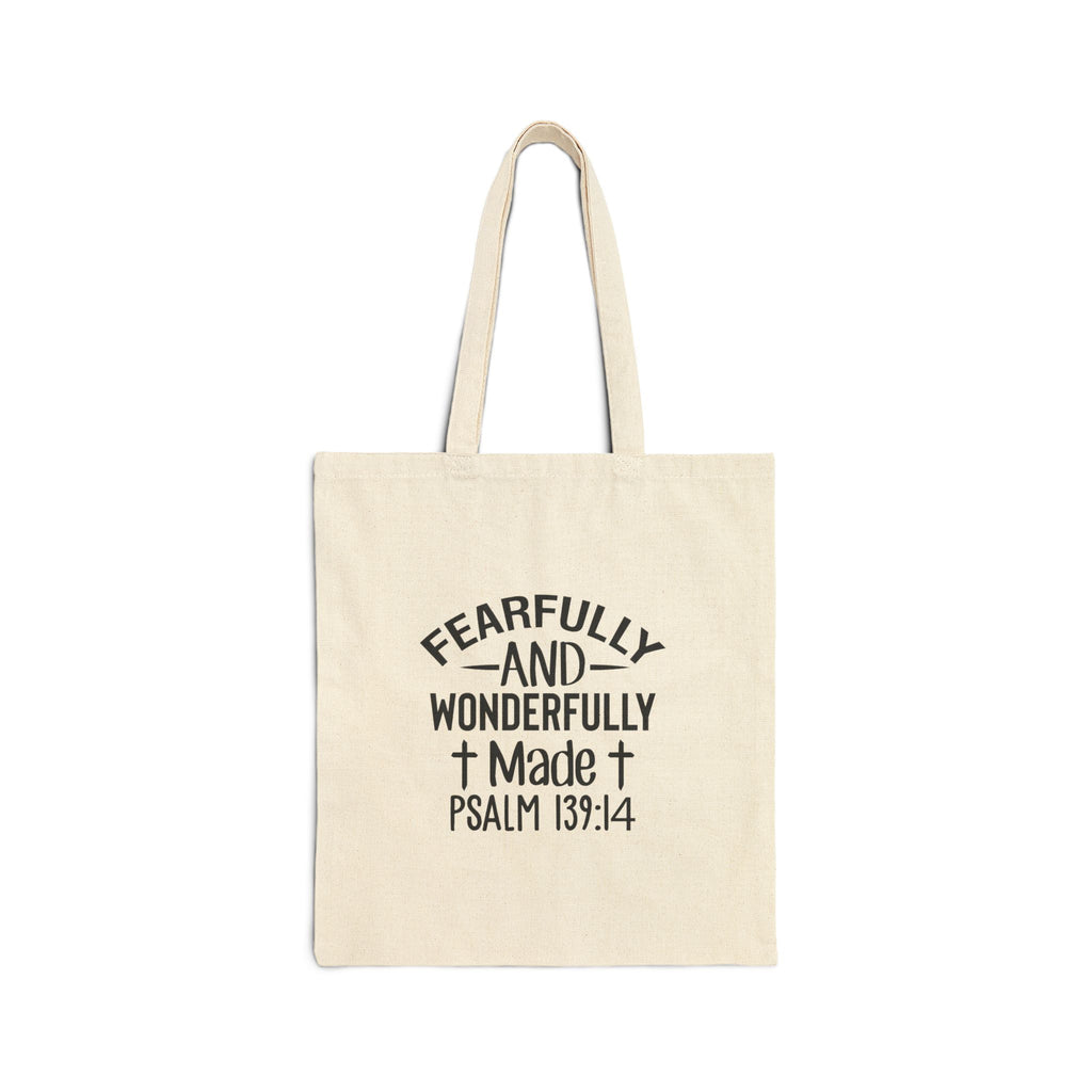 Tote Bag — "Fearfully and Wonderfully Made" Psalm 139:14 Canvas Tote