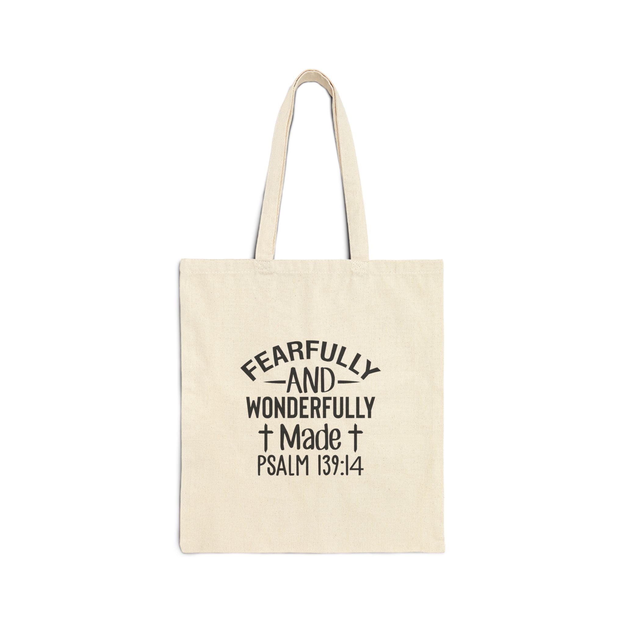 Tote Bag — "Fearfully and Wonderfully Made" Psalm 139:14 Canvas Tote