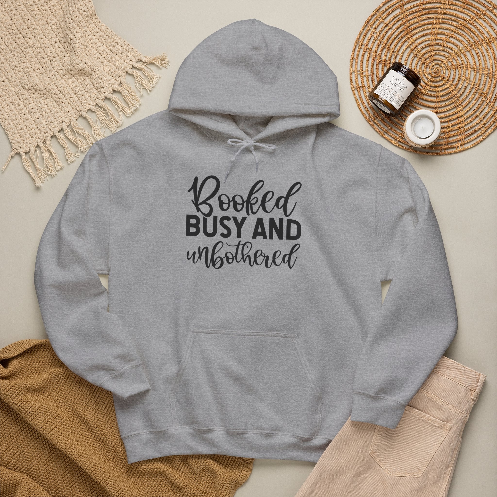 Booked, Busy and Unbothered Hoodie — Cozy Reading Lover Pullover