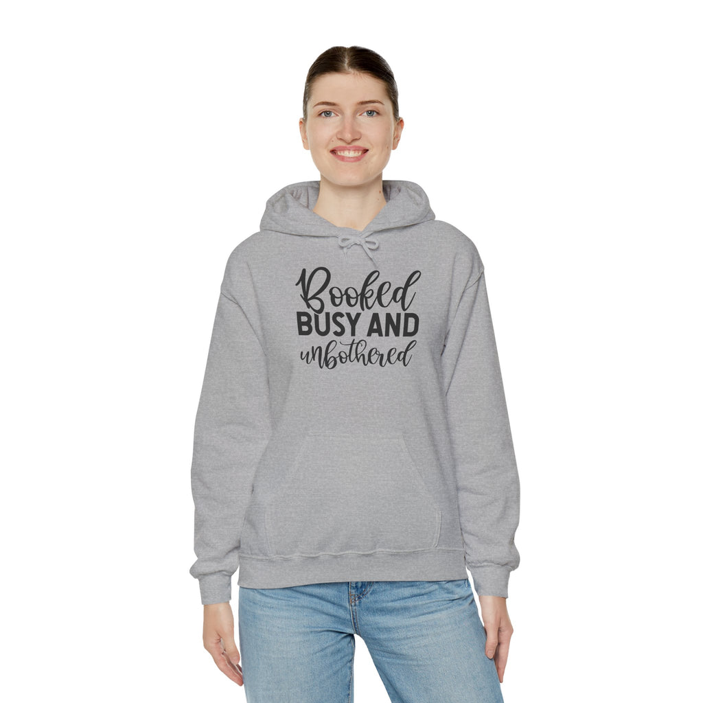 Booked, Busy and Unbothered Hoodie — Cozy Reading Lover Pullover