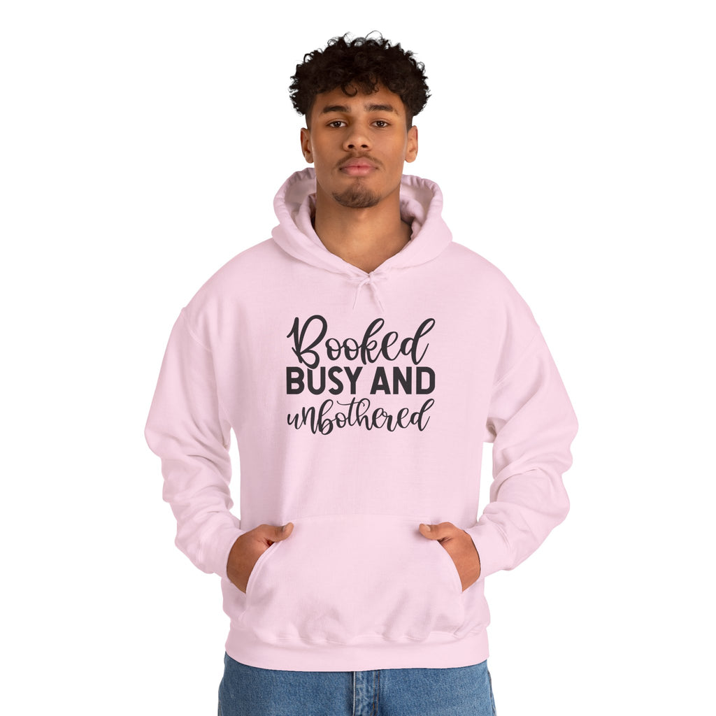 Booked, Busy and Unbothered Hoodie — Cozy Reading Lover Pullover