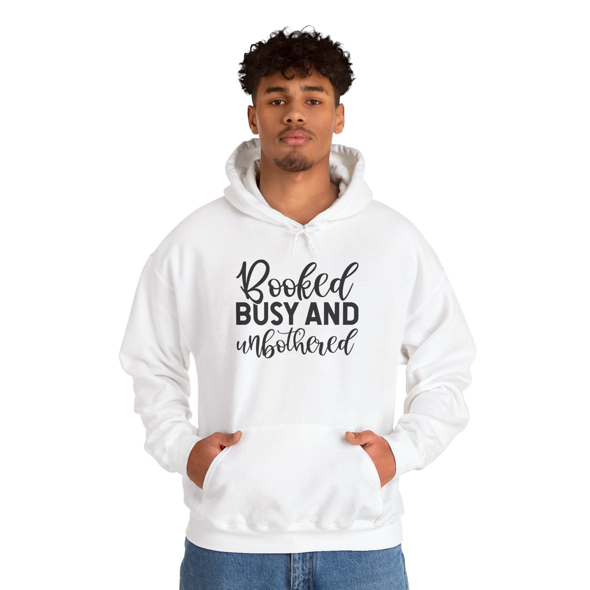 Booked, Busy and Unbothered Hoodie — Cozy Reading Lover Pullover