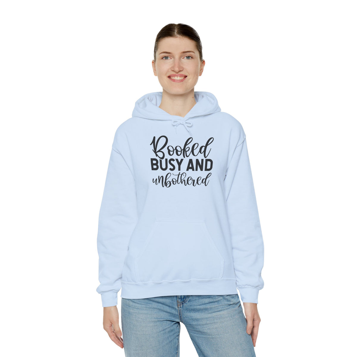 Booked, Busy and Unbothered Hoodie — Cozy Reading Lover Pullover