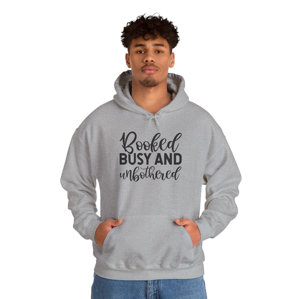 Booked, Busy and Unbothered Hoodie — Cozy Reading Lover Pullover