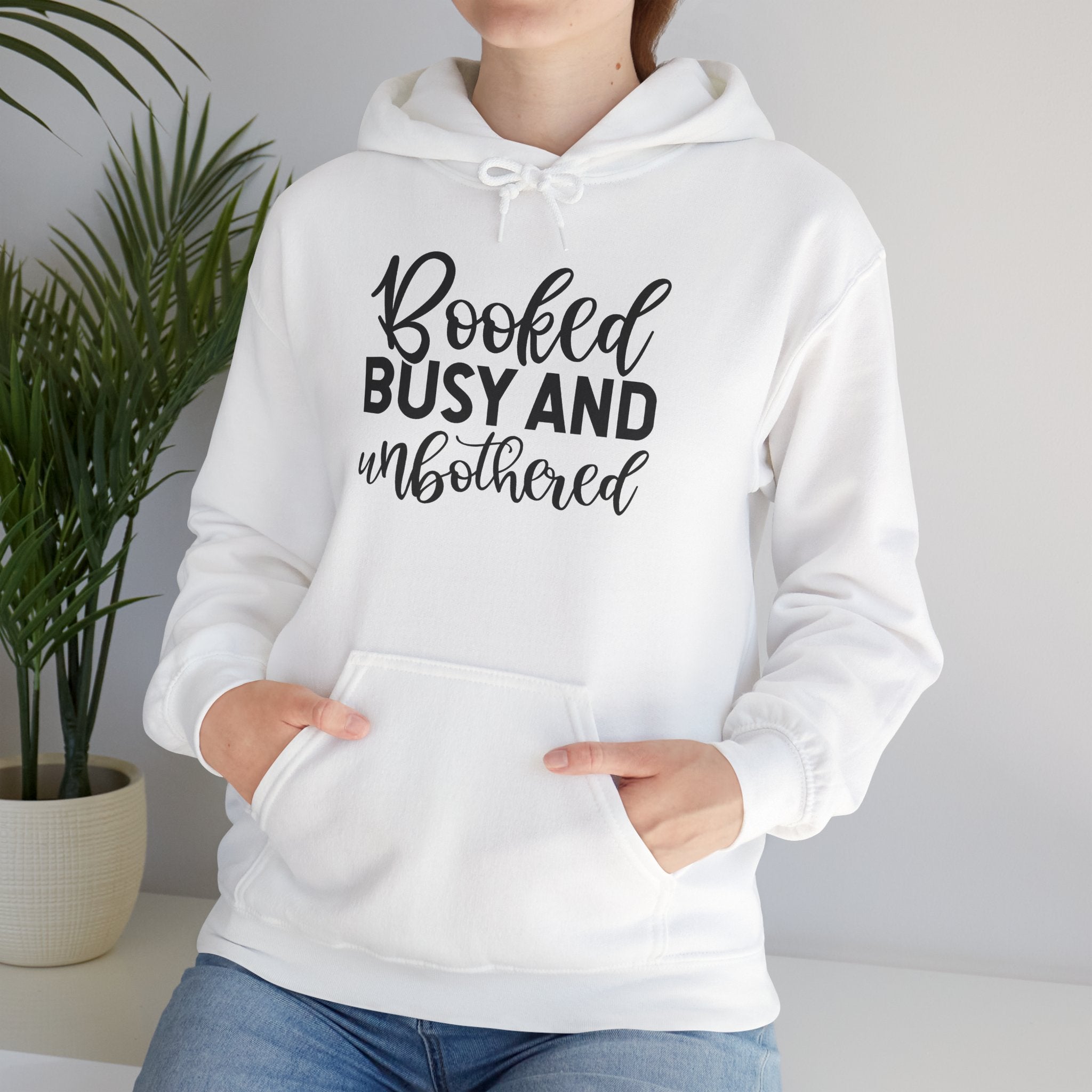 Booked, Busy and Unbothered Hoodie — Cozy Reading Lover Pullover