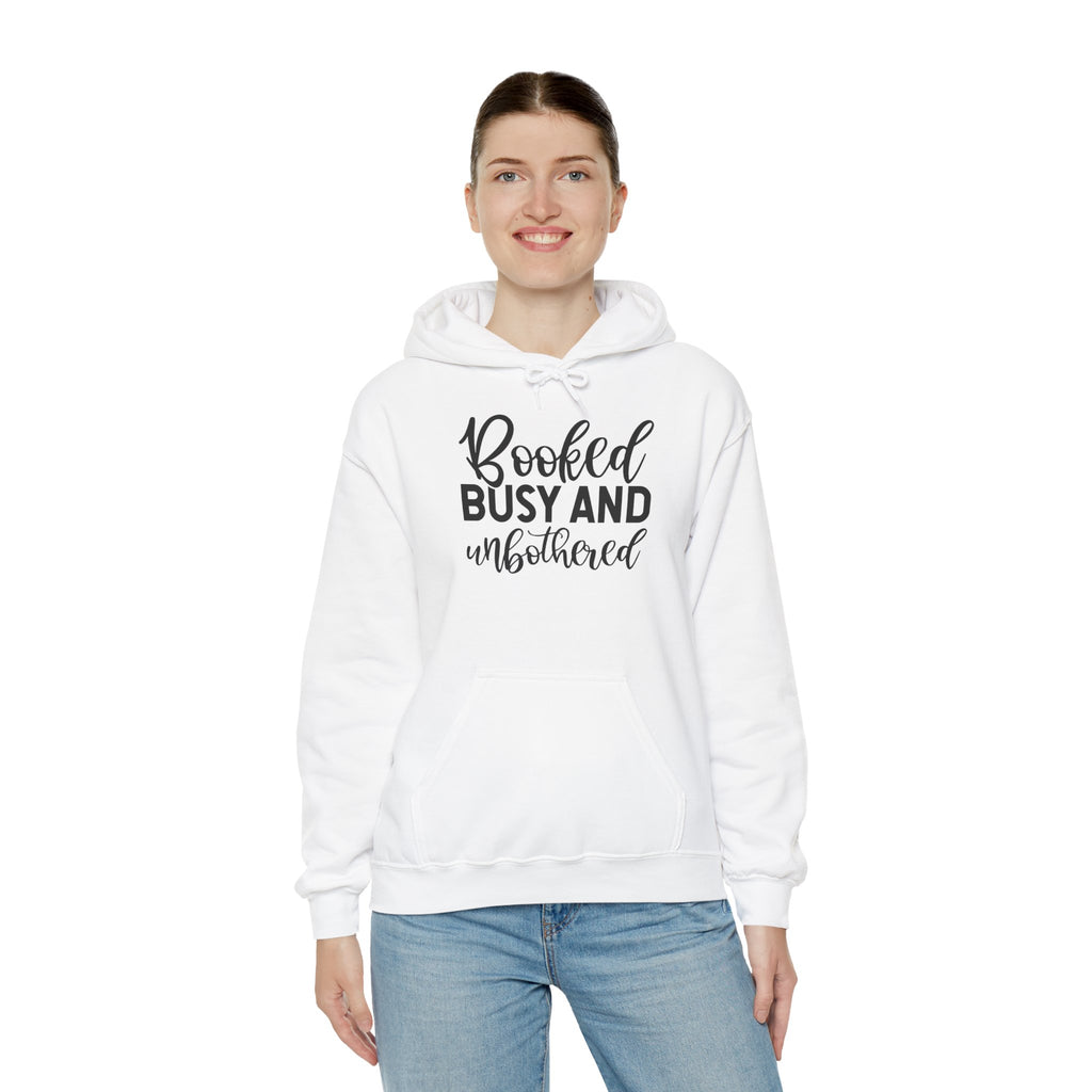 Booked, Busy and Unbothered Hoodie — Cozy Reading Lover Pullover