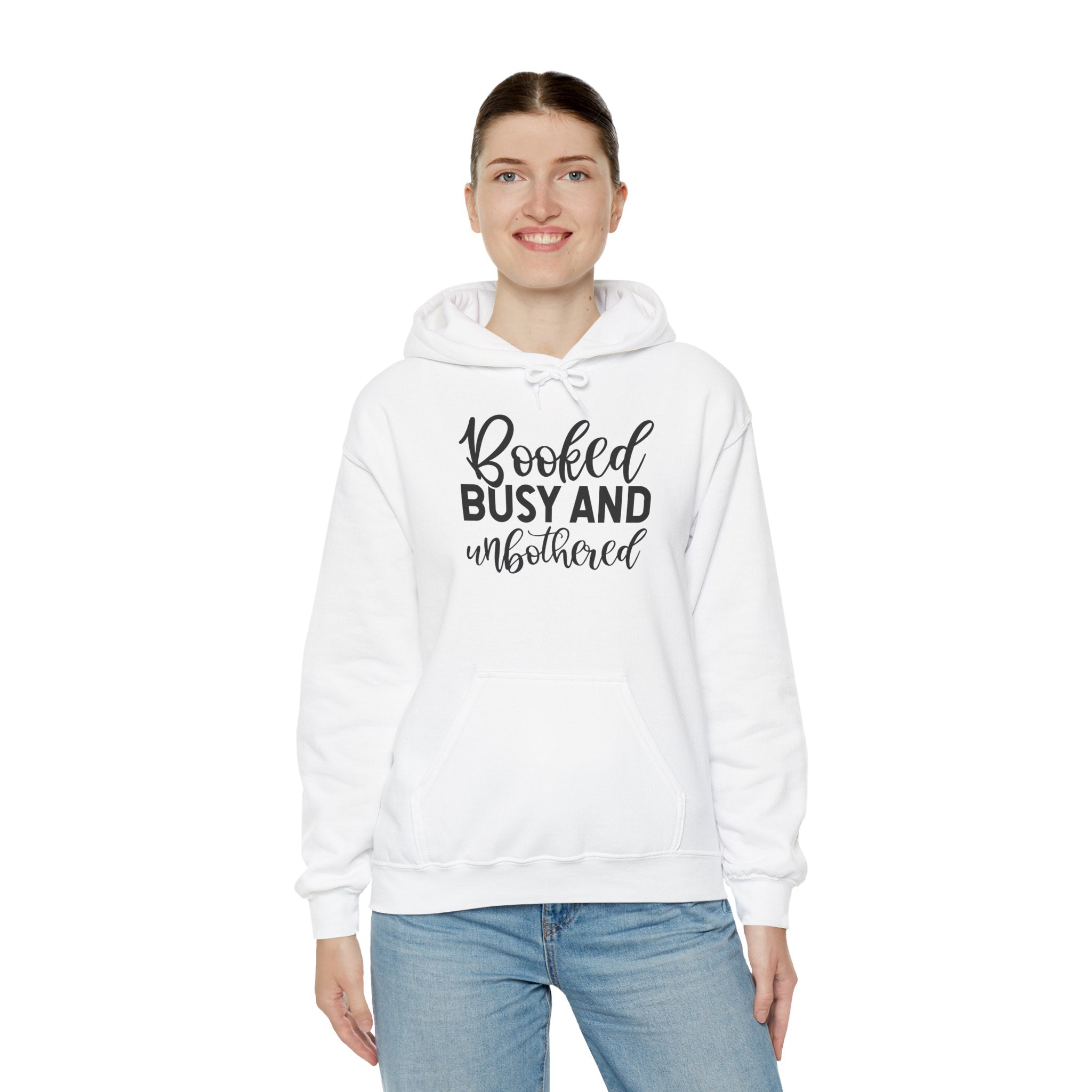 Booked, Busy and Unbothered Hoodie — Cozy Reading Lover Pullover