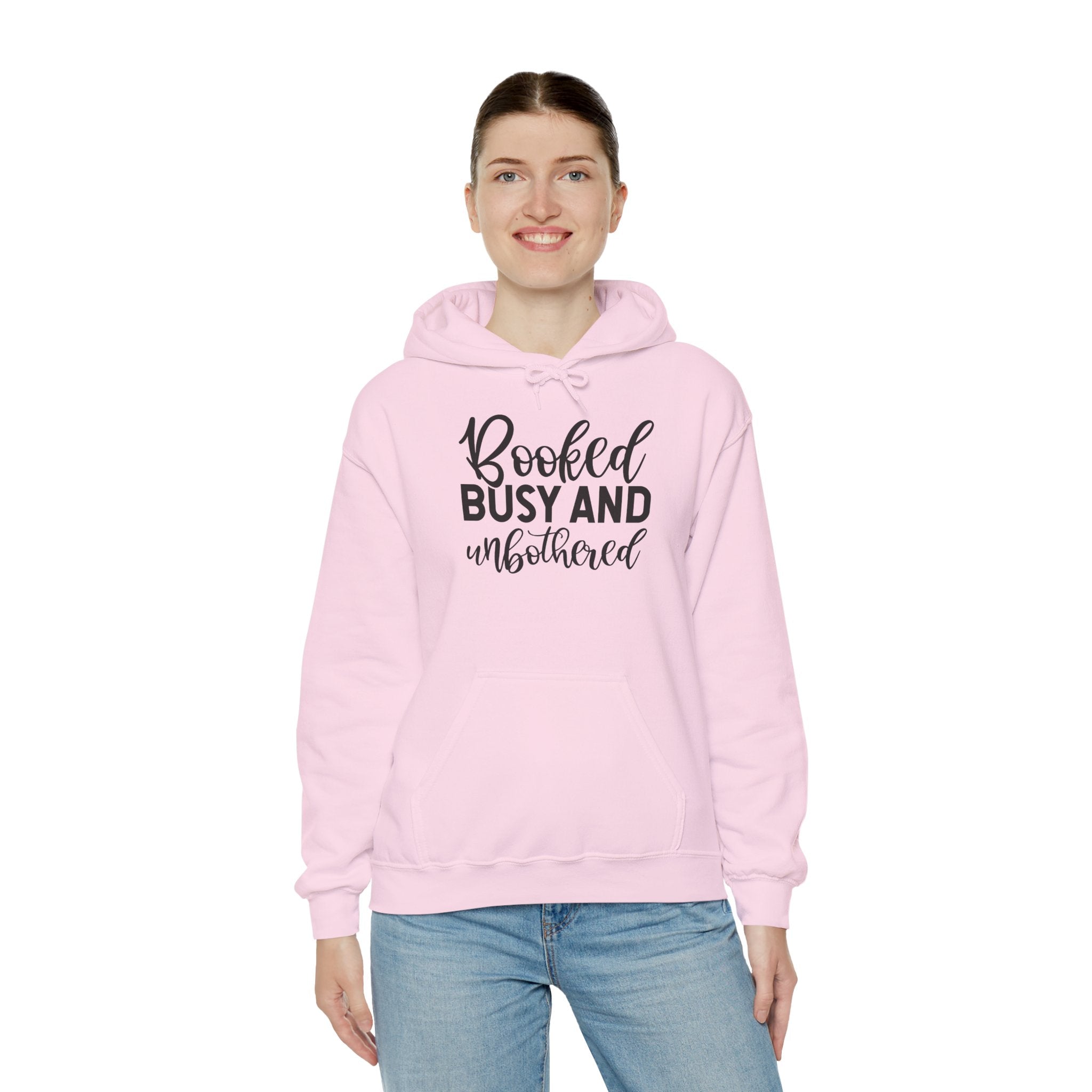 Booked, Busy and Unbothered Hoodie — Cozy Reading Lover Pullover