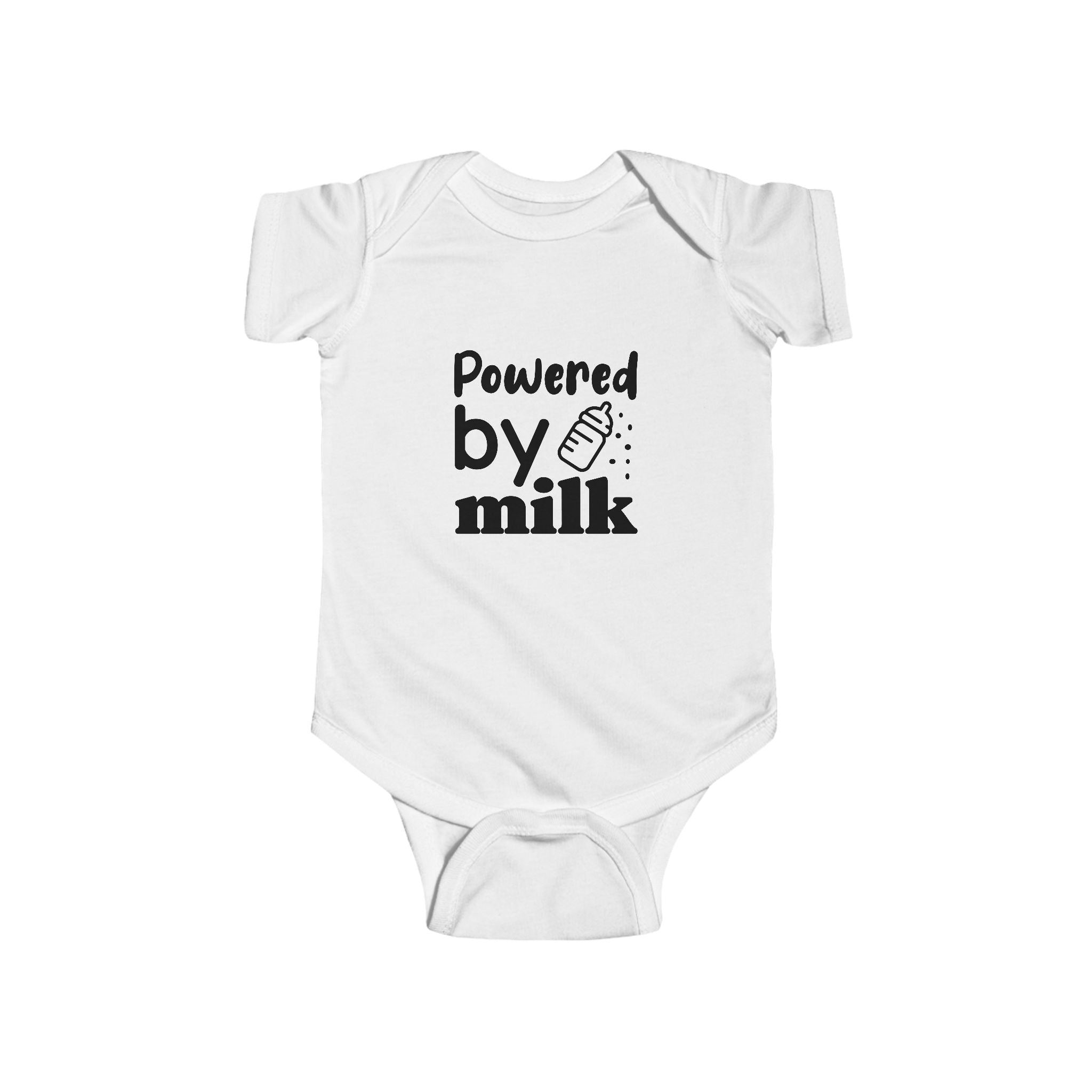 Infant Bodysuit — "Powered by Milk" Funny Baby Onesie, Cute Newborn Gift