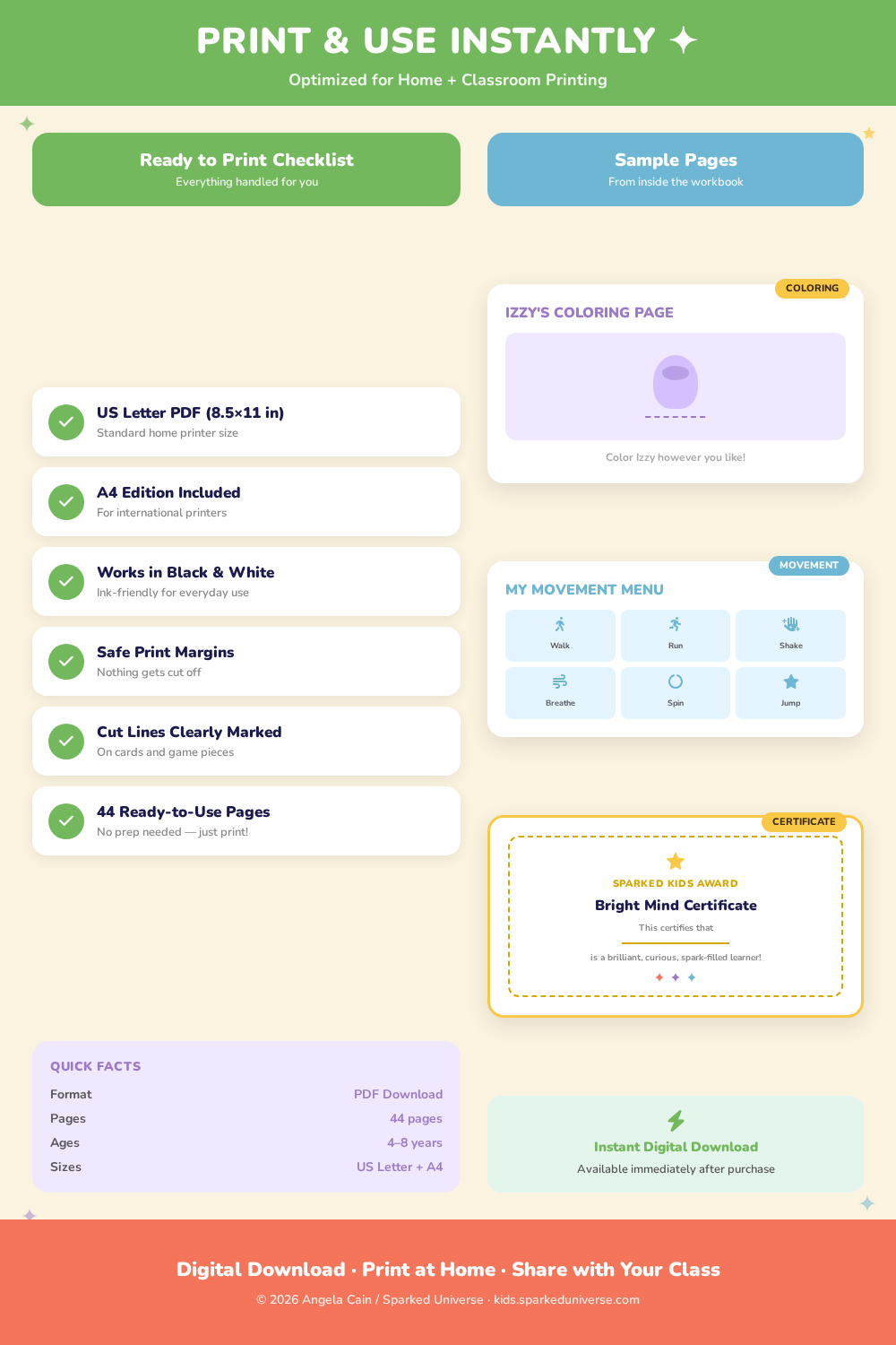 Sparked Kids Inclusive Autism & ADHD Learning Workbook | Printable Sensory & Communication Activities for Kids