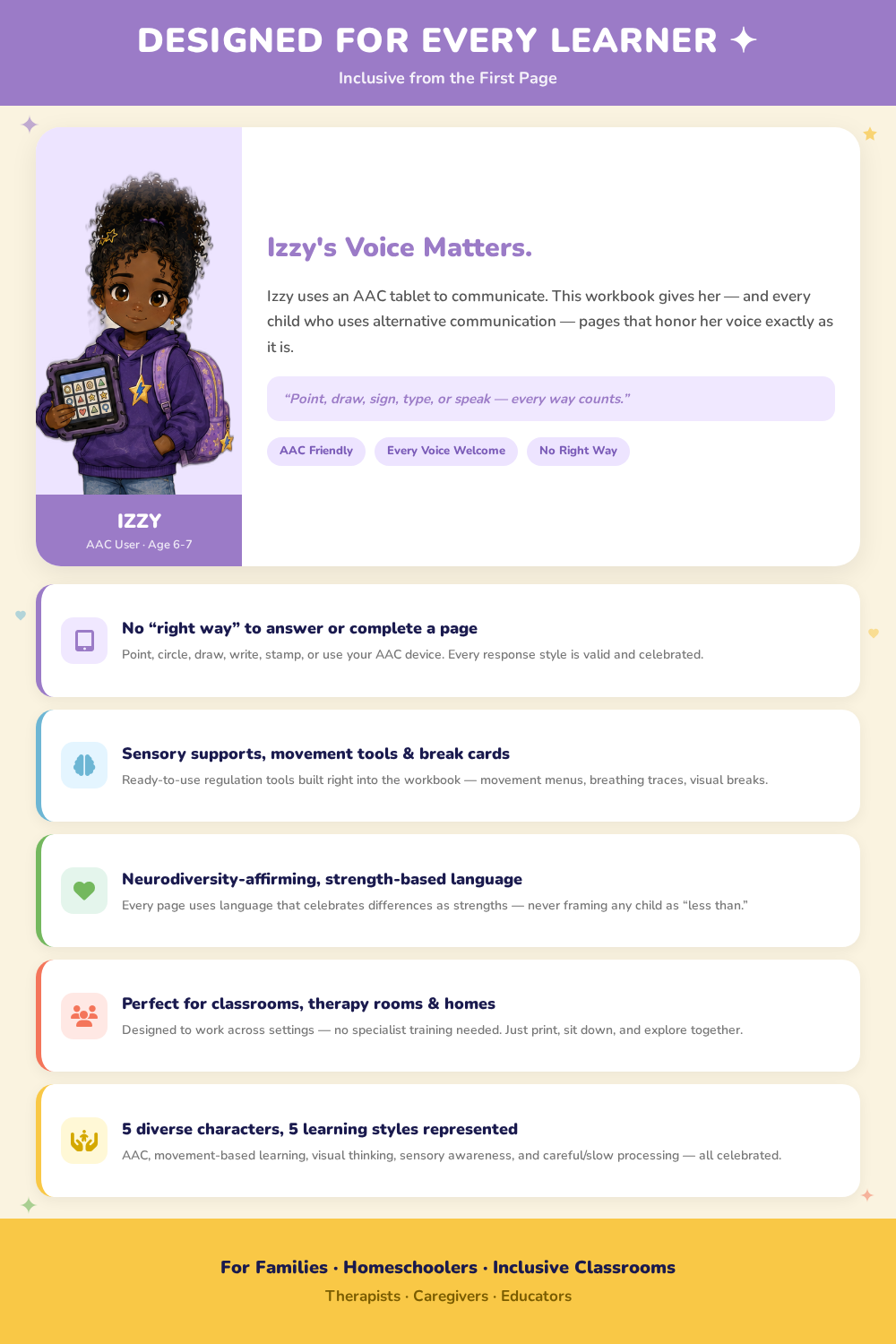 Sparked Kids Inclusive Autism & ADHD Learning Workbook | Printable Sensory & Communication Activities for Kids