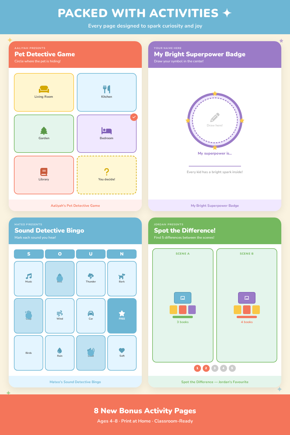 Sparked Kids Inclusive Autism & ADHD Learning Workbook | Printable Sensory & Communication Activities for Kids