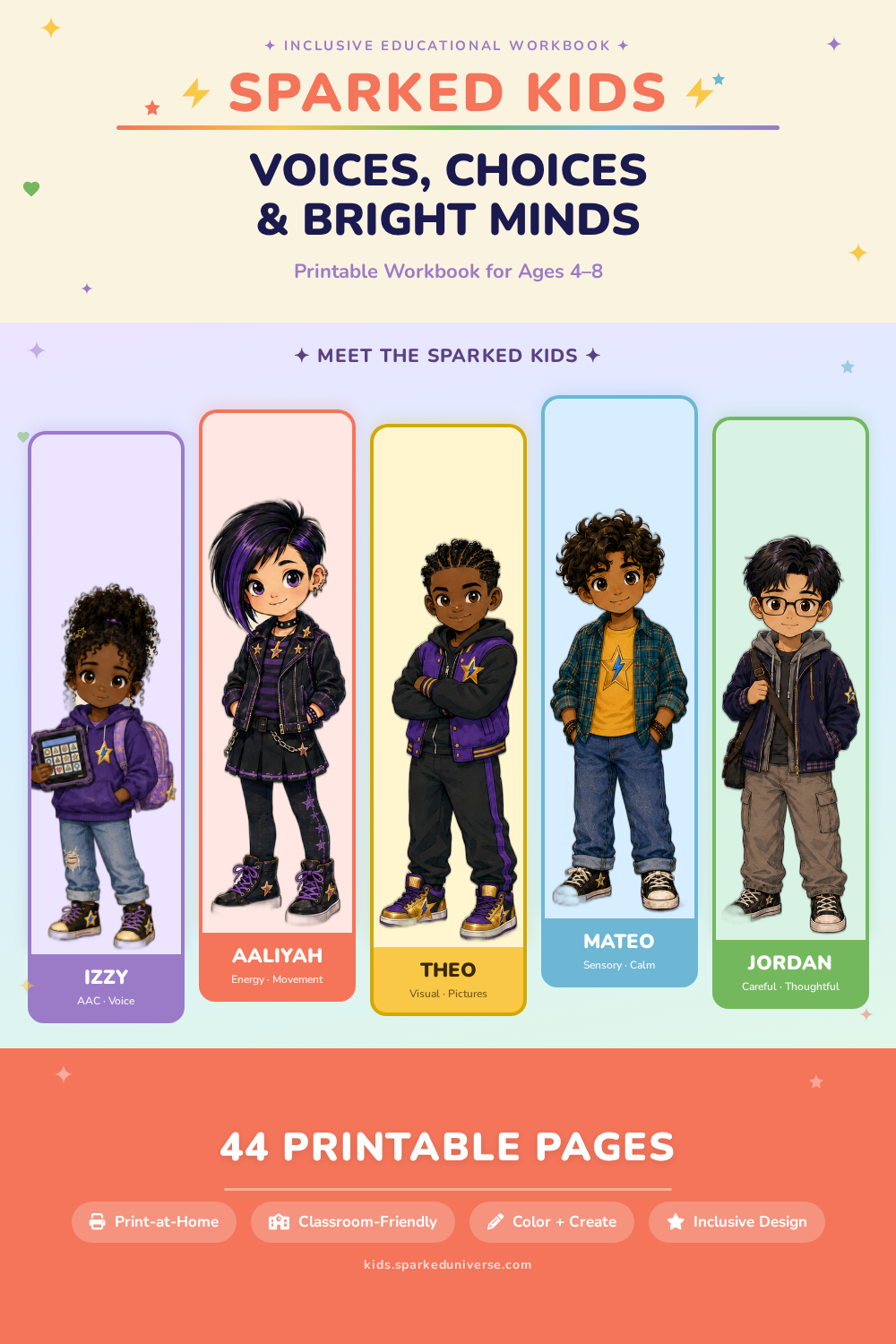 Sparked Kids Inclusive Autism & ADHD Learning Workbook | Printable Sensory & Communication Activities for Kids